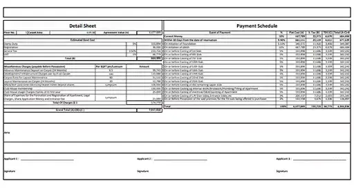 Kashi Nirmal Heights Costing Plan